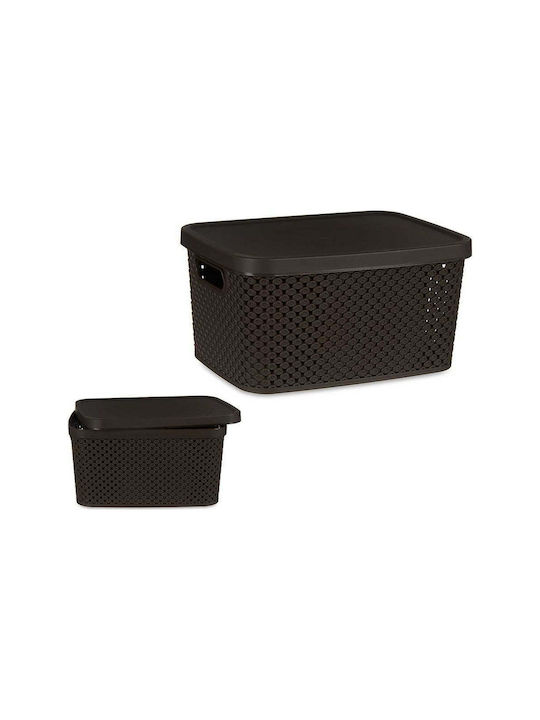 Plastic Storage box with Cap Brown 24x17.5x12.5cm 1pcs