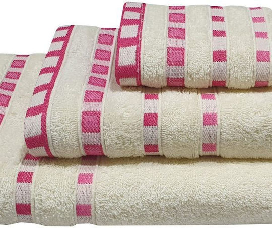 Le Blanc Bath Towel Set 3pcs Combed Jacquard Dot Krem-Korali Weight 450gr/m²