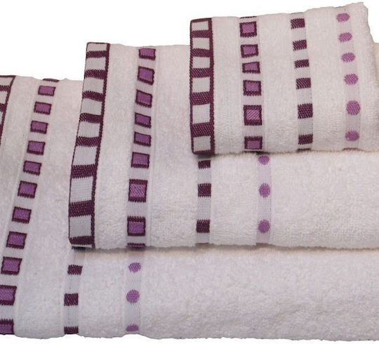 Le Blanc 3-tlg. Set Badetücher Penne Jacquard Punkte White Gewicht 450gr/m²
