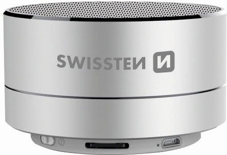 Swissten i-Metal Bluetooth-Lautsprecher 3W mit Akkulaufzeit bis zu 2.5 Stunden Silber
