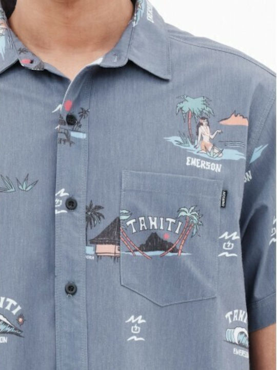 Short-sleeved Shirt Floral Blue