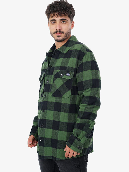 Sacramento Long-sleeved Flannel Shirt Checked Pine Green
