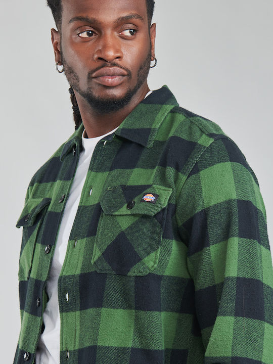 Sacramento Long-sleeved Flannel Shirt Checked Pine Green