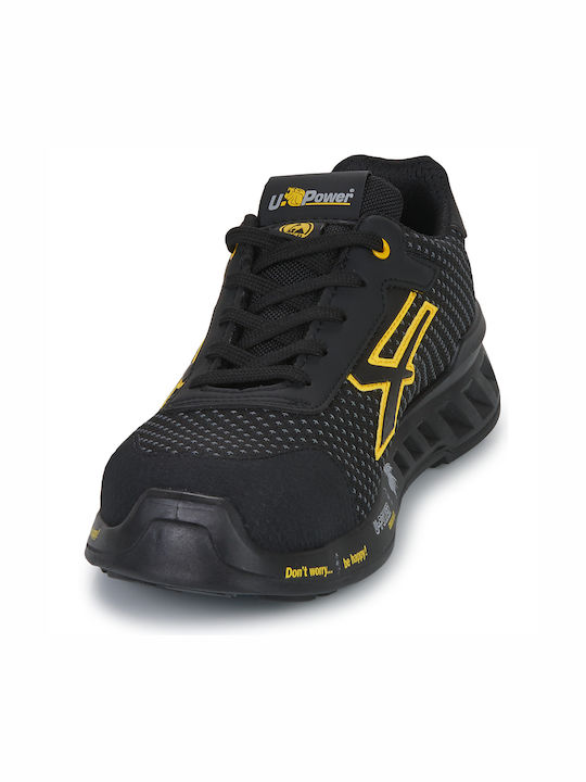 Upower Matt Black Safety Shoe Black S3 with Certification P CI ESD SRC