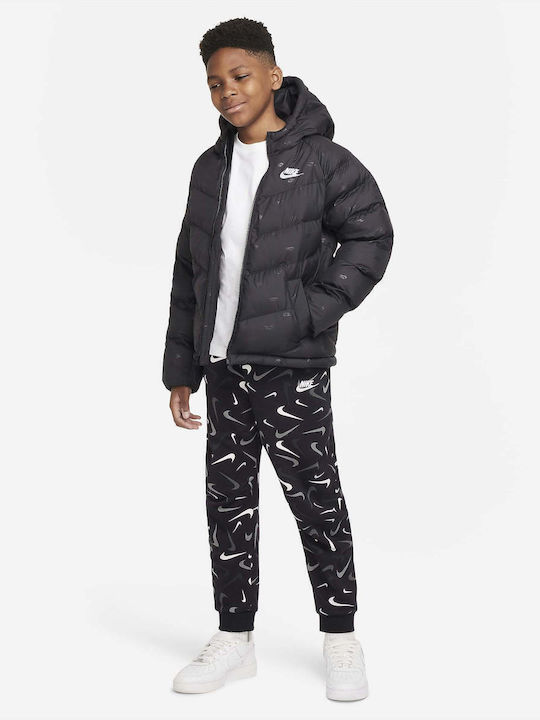Kids' Sports Jacket Short with Hood Black Sportswear