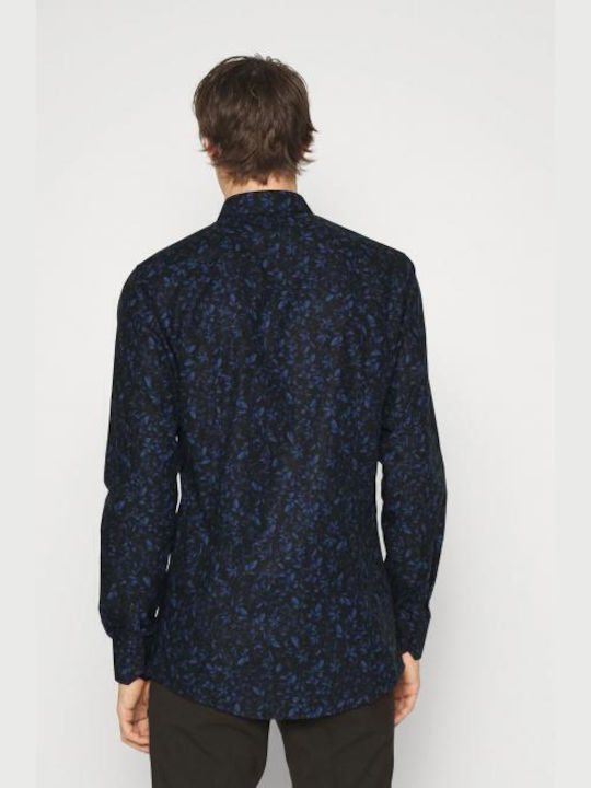 Hugo Boss Men's Shirt Long Sleeve Floral Navy Blue