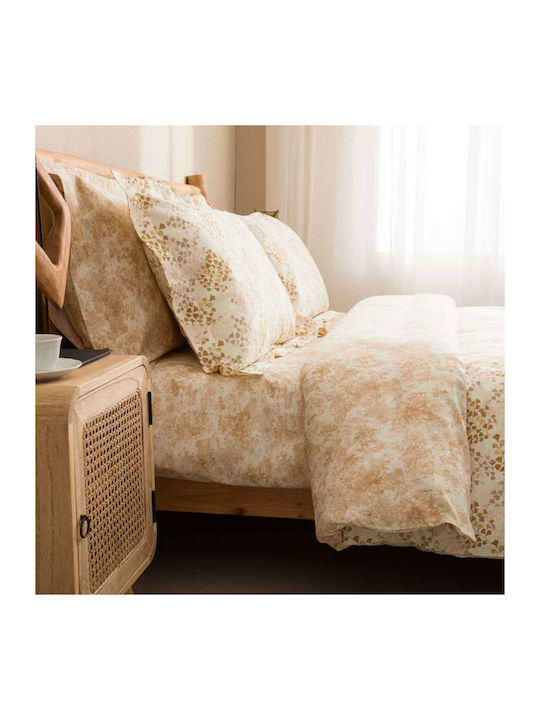 Vesta Home Bettbezug-Set Baumwollsatin Einzelbett mit Kissenbezug 170x240 Lydia 2 Brown / Beige