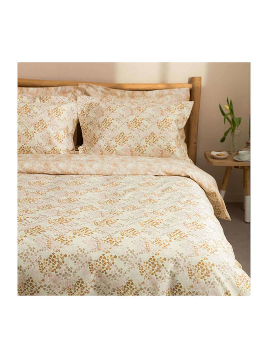 Vesta Home Bettbezug-Set Baumwollsatin Einzelbett mit Kissenbezug 170x240 Lydia 2 Brown / Beige