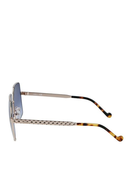 Liu Jo Women's Sunglasses with Silver Metal Frame and Blue Gradient Lens