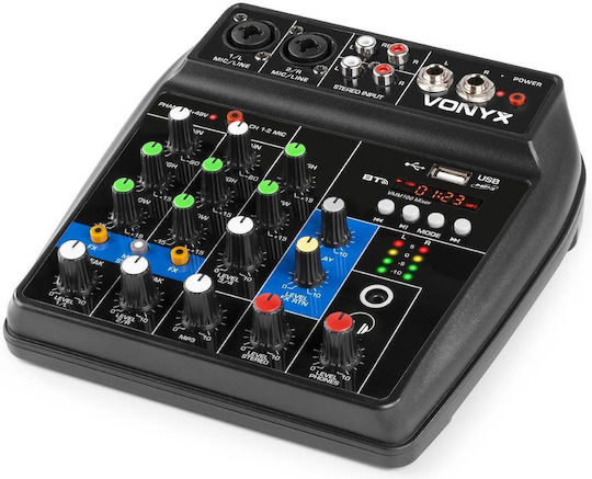 Vonyx VMM100 172.638 Αναλογική Κονσόλα 3.0 Καναλιών με Phantom Power & 2 Εισόδους XLR & Bluetooth