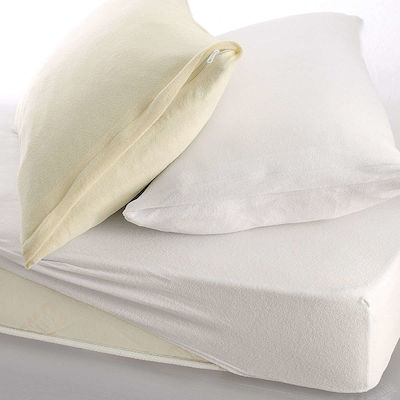 Rythmos Super-Double Terry Mattress Cover Set with Pillowcases Fitted White 160x200+25cm