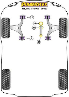 Powerflex Bushes Βάσης Λάστιχου Εξάτμισης for Alfa Romeo Alfa 145 / Alfa 146 / Alfa 155 / GTV / Mito Fiat 500 Ford Focus EXH015