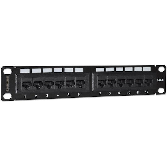 Manhattan Patch Panel for Rack 1U 10" with 12 cat6 Ports Black