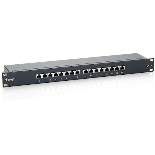 Equip Patch Panel Shielded για Rack 1U 19" 16 Θυρών cat6 Μαύρο
