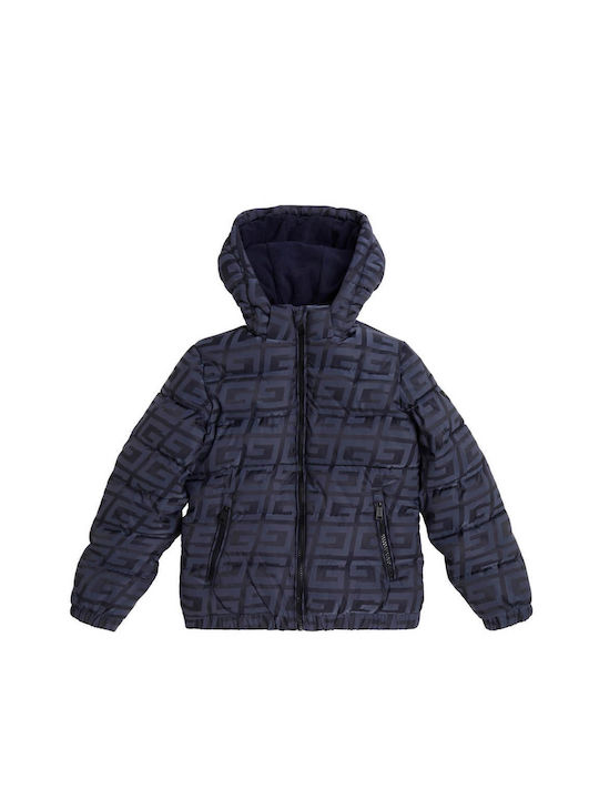 Guess Kids Quilted Jacket short Hooded Navy Blue