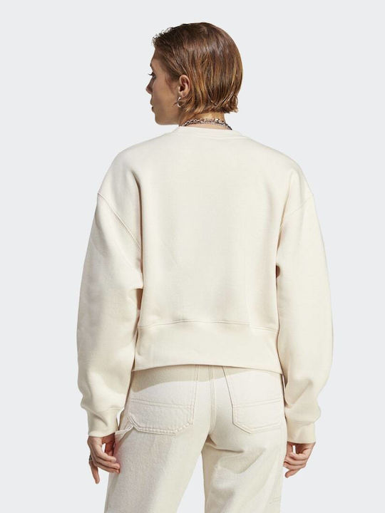 Adidas Adicolor Essentials Cropped Γυναικείο Φούτερ με Κουκούλα Wonder White