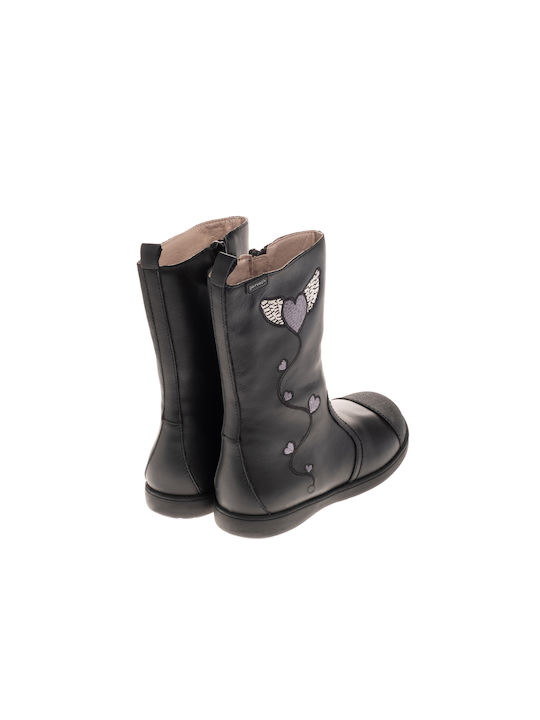 Garvalin Kids Leather Boots with Zipper Black