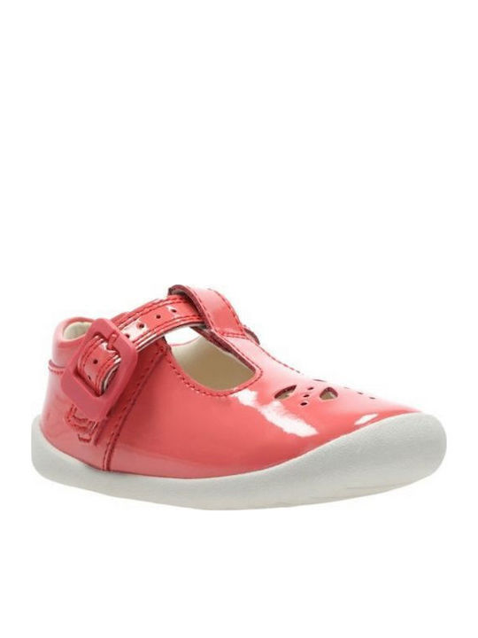 Kids Patent Leather Ballerinas ROAMER STAR with Adjustable Metal Clasp Orange