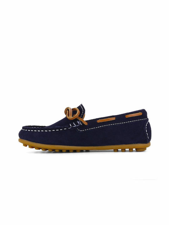 Pablosky Boys Suede Moccasins with Laces Blue