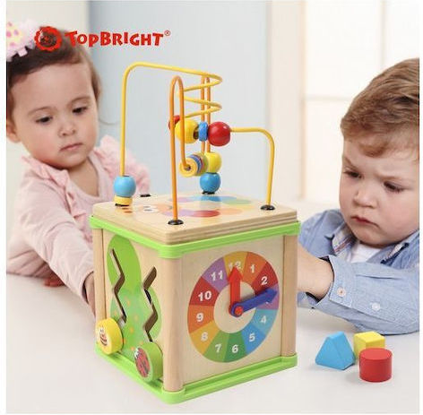 Top Bright Играчка за сортиране на форми Куб Дейности Garden от дърво за 12++ месеца