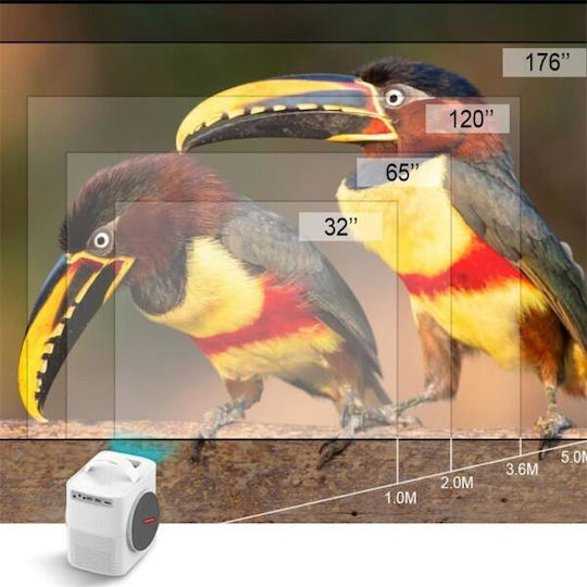 Andowl Q-HD998 Mini Projektor DLP LED-Lampe mit Eingebauten Lautsprechern Weiß