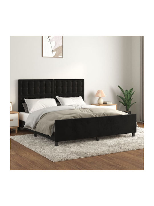 Κρεβάτι King Size Επενδυμένο με Ύφασμα Μαύρο για Στρώμα 180x200cm