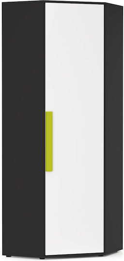 Alex Γωνιακή Ντουλάπα Γραφίτης-Λευκό 51x71x194cm