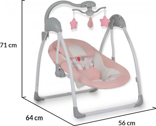 Cangaroo Electric Relax pentru Bebeluși Leagăn Jessica cu Muzică și Vibrații Roz pentru Copil până la 9kg