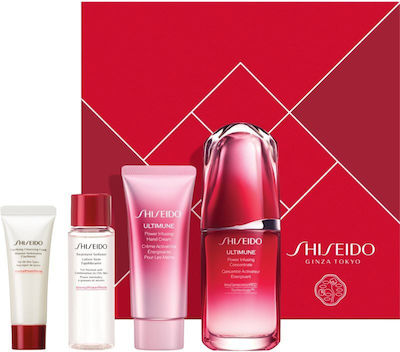 Shiseido Ritual Ultimune Skin Defense Skin Care Set for Αnti-ageing , Moisturizing & Facial Cleaning with Serum , Face Cleanser , Hand Cream & Facial Lotion