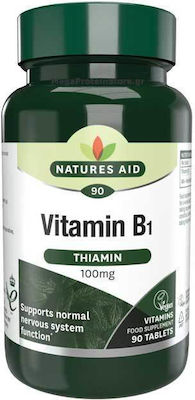 Natures Aid Vitamin B1 Thiamin Vitamin for Nervous System Health 100mg 90 tabs