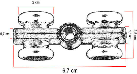 Syrtex Νo600 Metallic Roller with Stand and Bearing D20xH67mm