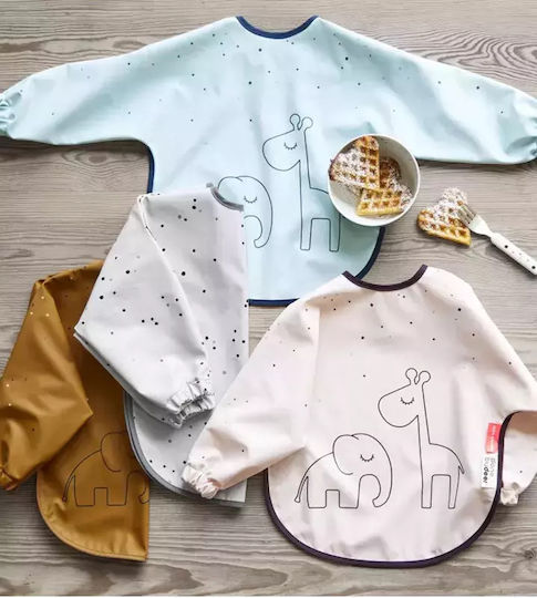 Done by Deer Dreamy Dots Waterproof Coverall Plastic with Hoop & Loop Fastener, Pocket & Sleeves Gray for 6 m+
