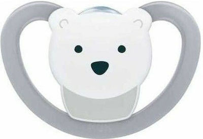 Nuk Orthodontic Pacifier Silicone Space Bear Grey with Case for 0-6 months 1pcs