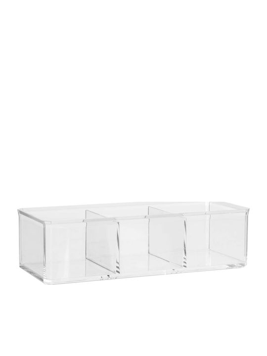 5Five F-F Selena Cosmetics Organizer with 3 Compartments Transparent 22.3x9.8x7cm