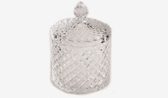 Faitakis Pack Glass Sweet Jar with Lid Transparent 10.5x10.5x17cm