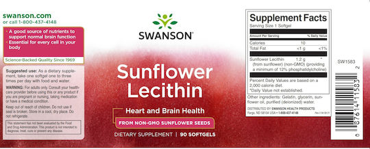 Swanson Sunflower Lecithin From Non 1200mg 90 softgels