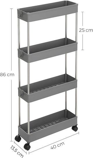 Songmics Кухненско Тролей Пластмасов 4 Позиции Сив 42x13.5x87см