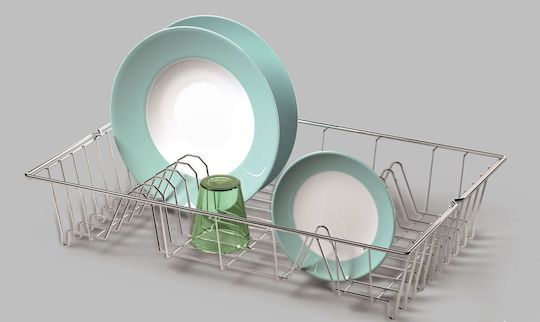 Metaltex Aquarius Στραγγιστήρι Γούρνας Μεταλλικό Ασημί 48x30x10cm