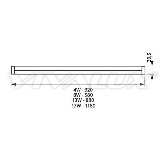 Vivalux Spica Under-Cabinet LED Light 13W Natural White with Switch 88cm