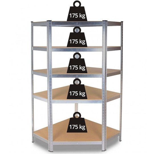 Topeshop Raft Metalic Colț Dexions 90x30x180 cm cu 5 Rafturi Rezistență Totală 875 kg