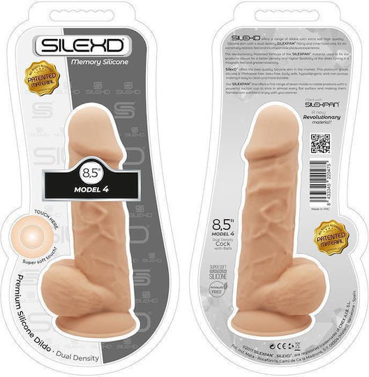 SilexD Model 4 Glass Dildo with Balls and Suction Cup Flesh 21.5cm