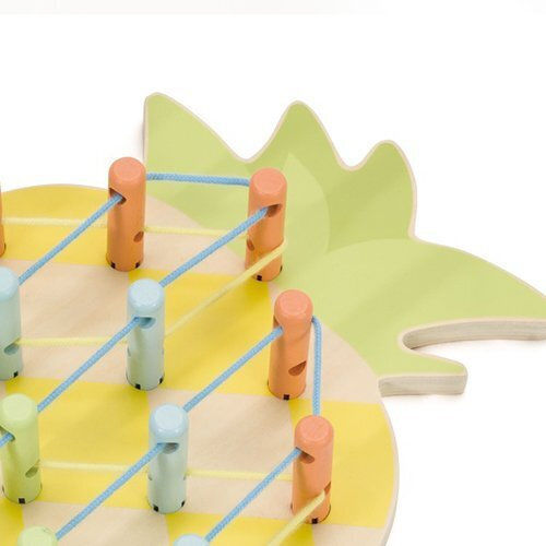 Classic World Lacing Toy Game Pineapple Linking made of Wood for 36++ Months