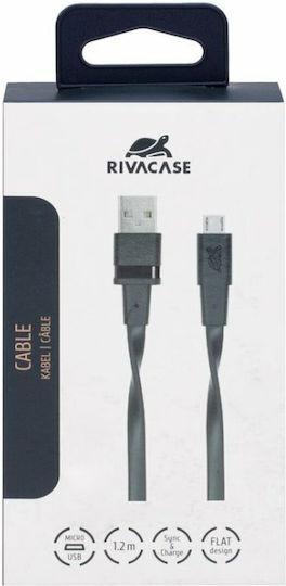Rivacase Flat USB 2.0 to micro USB Cable Μαύρο 1.2m (6000)