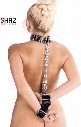 Neck & Limb Restraint Set Leather Set with Collar, Chain & Handcuffs