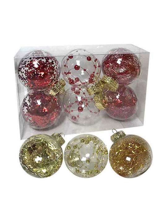 XMASfest 93-2523 Weihnachtshänger Kugel Ornament Plastik 6cm Set 6Stück (Μiverse Farben)