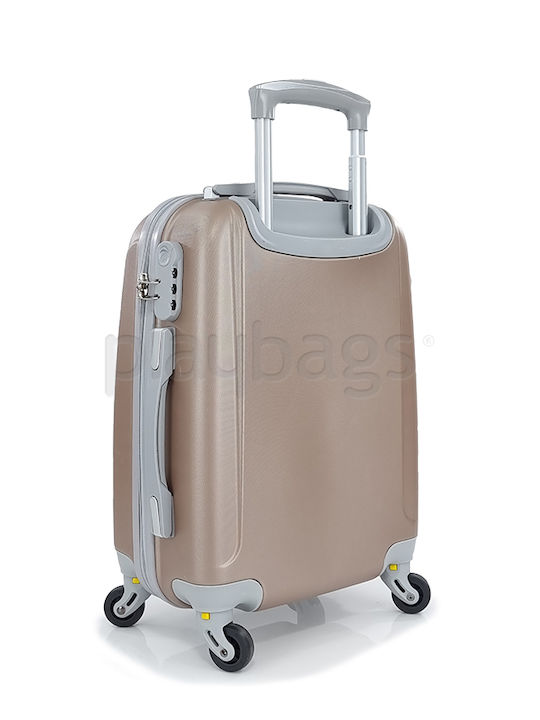 Playbags Hard Gold Cabin Travel Suitcase With 4 Wheels Height 52cm
