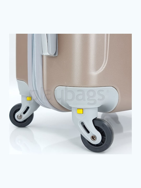 Playbags Hard Gold Cabin Travel Suitcase With 4 Wheels Height 52cm