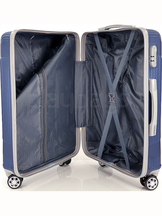 Playbags Travel Suitcases Hard Blue Max Height 65cm with 4 Wheels Set of 2