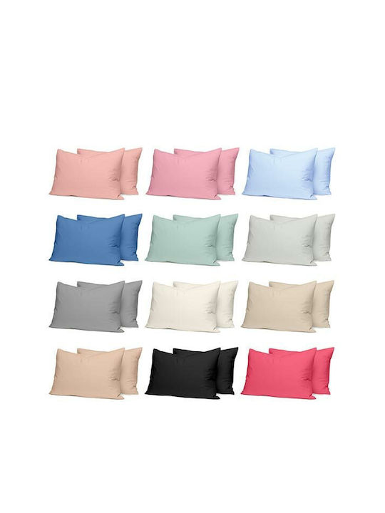 Sunshine Cotton Feelings Σετ Μαξιλαροθήκες με Φάσα 103 Light Blue 50x70εκ.