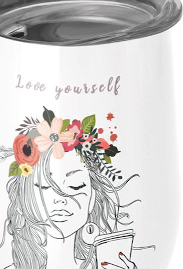 Chic Mic Bioloco Glass Thermos Stainless Steel 400ml White with Mouthpiece